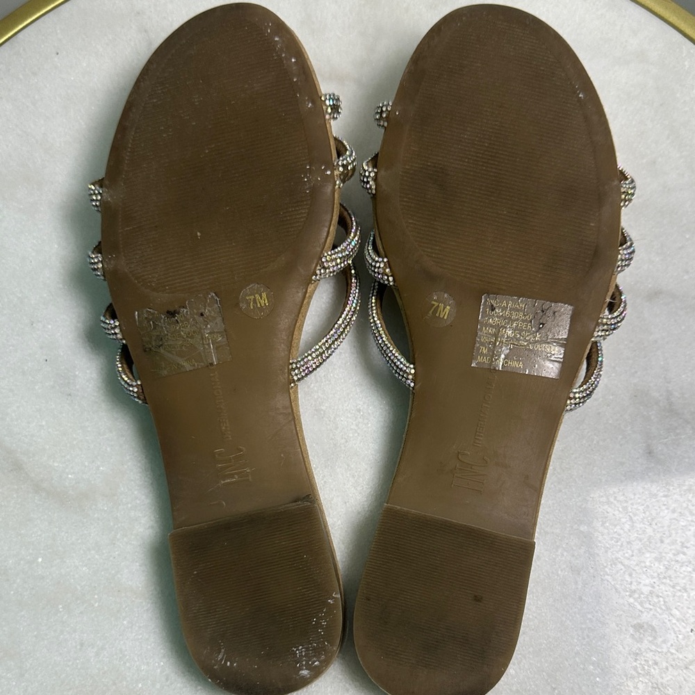 INC International Concepts Women's Sandals with Tan and Rhinestone Cross Straps - Picture 6 of 6